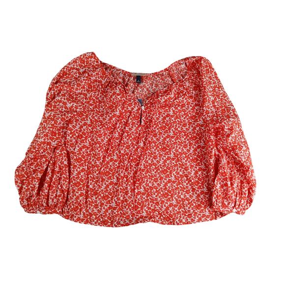 Universal Thread Tops - Universal Thread Shirt Womens Medium Red Floral Blouse Top Long Sleeve Crop NWT